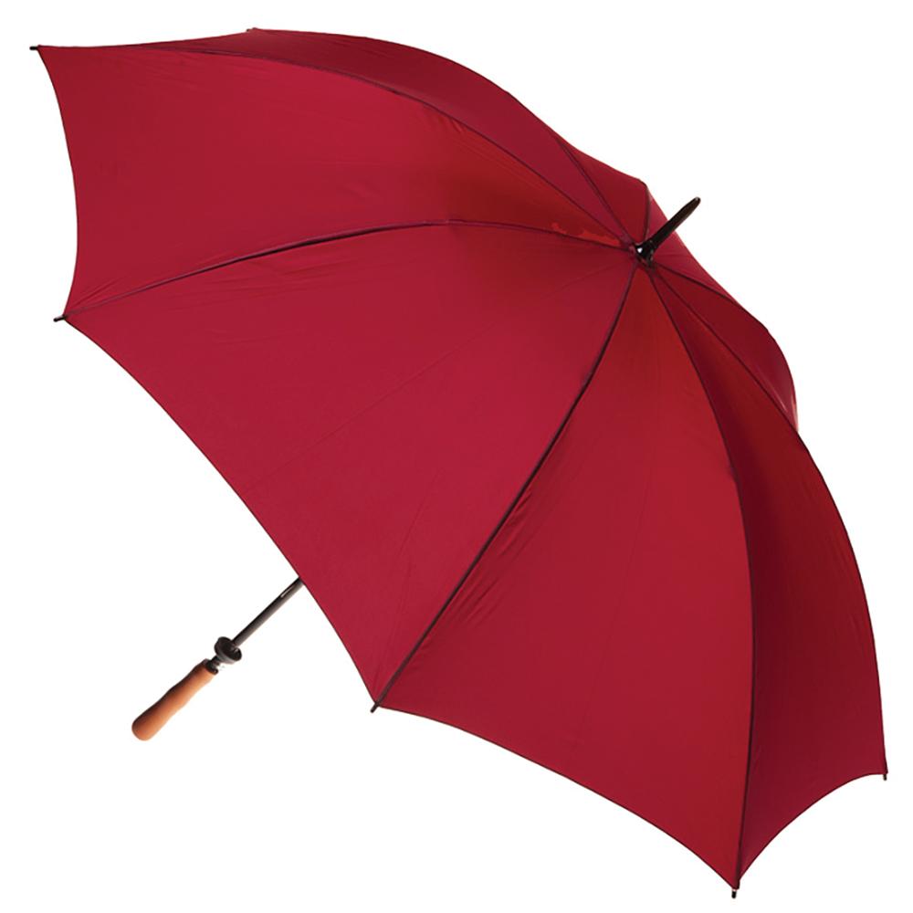 UPF50+ Burgundy Red Albatross Windproof Manual Golf With Wood Handle